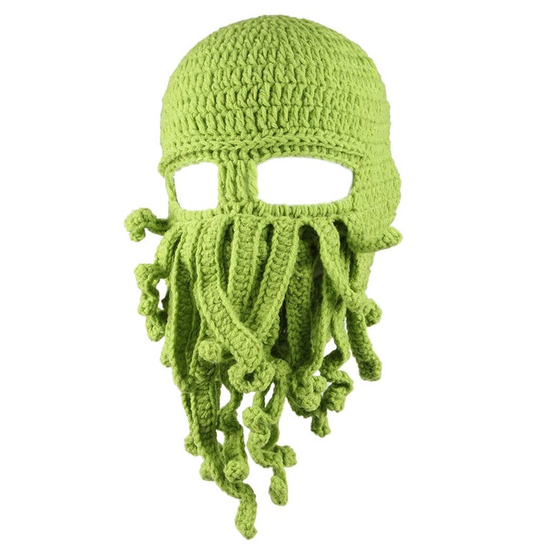 Kafeimali Men's Head Barbarian Vagabond Beanie Original Foldaway Beard Octopus Pirate Hats Bearded Caps (Green) - Image 1